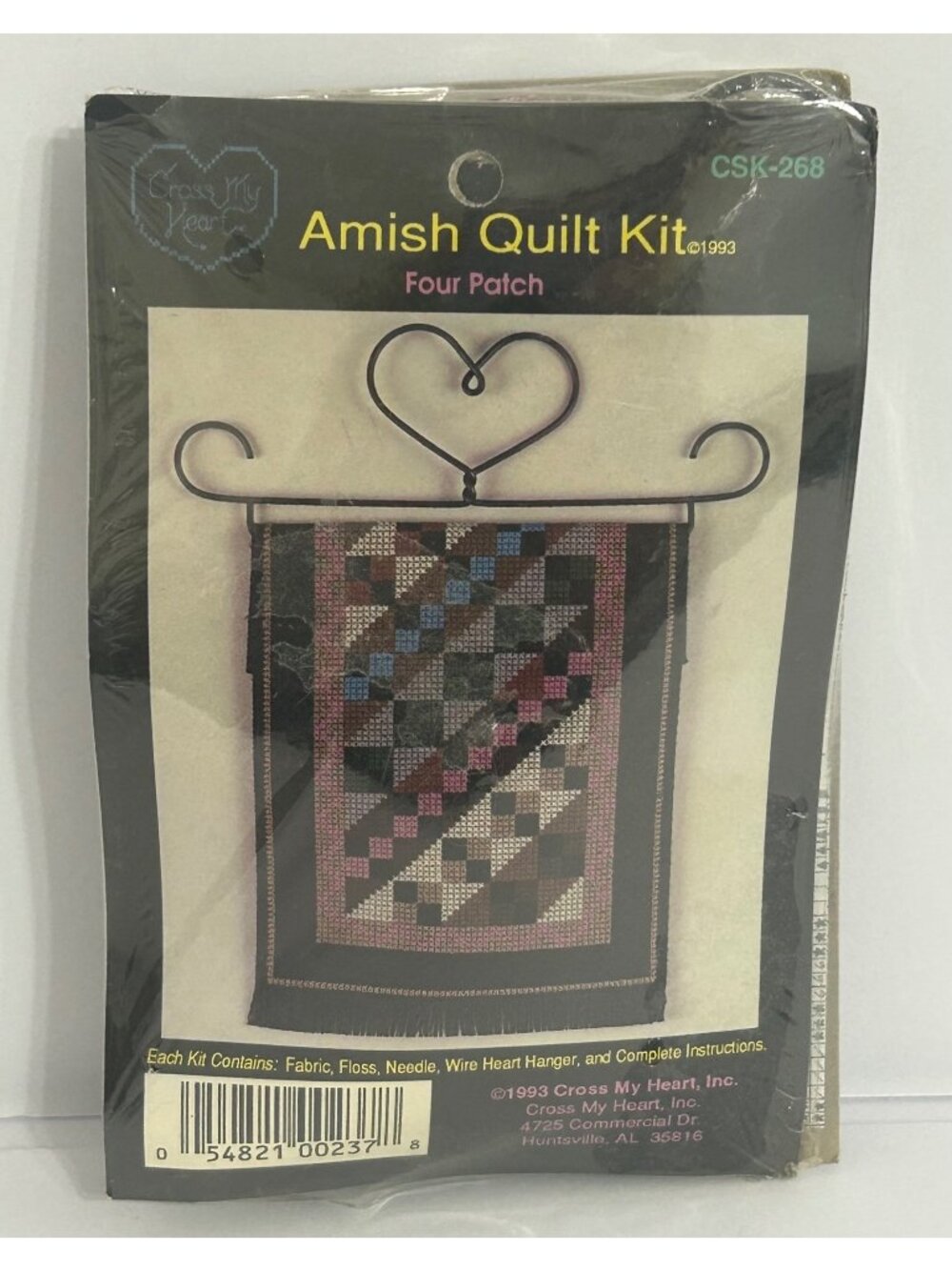 Amish Quilt Kit Four Patch & Flower Basket Cross Stitch Set 1993 Cross My Heart
